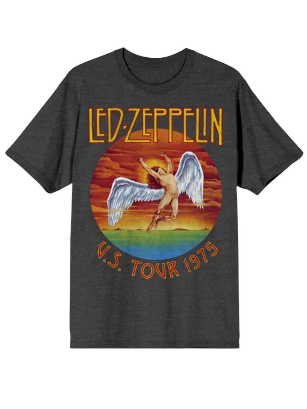 Led Zeppelin U.S. Tour 1975 Graphic Tee — Charcoal L